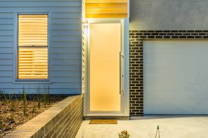 Glass front door on house